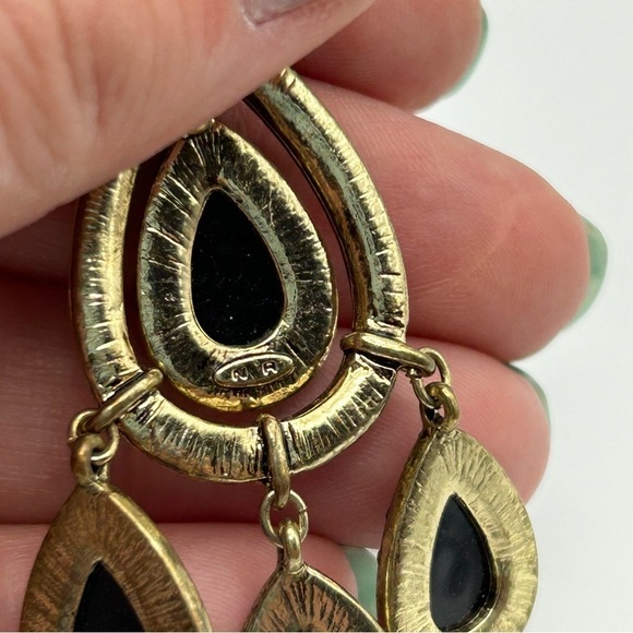 Vintage Avon Gray Rhinestone Chandelier Teardrop Dangle Leverback Earrings - Picture 10 of 11